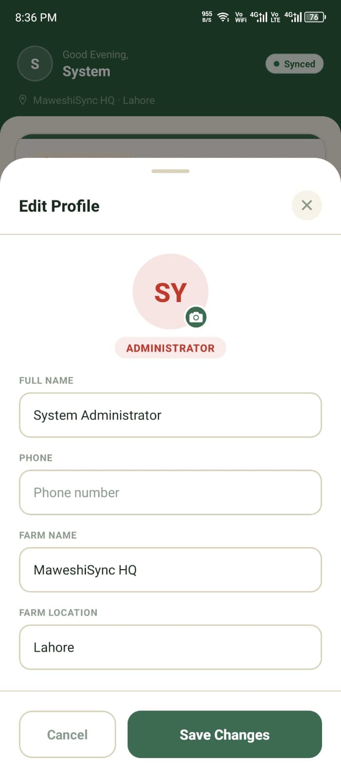 MaweshiSync app screen